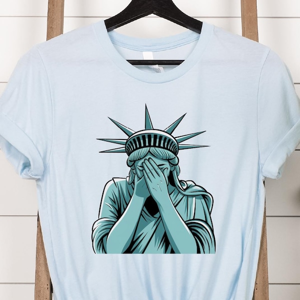 Crying Statue Of Liberty Shirt, Liberal T Shirt, Protest Shirt, Anti-Trump Shirt, Crying Statue of Liberty V-Neck Shirt, Activist Shirt