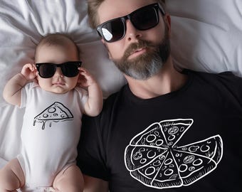 Pizza and Slice Family Matching Shirts, Daddy And Me Matching Shirts, Fathers Day Gift, Mommy and Me Shirts, Dad Son Shirt, Dad Girl Tee