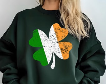 Irish Shamrock Sweatshirt, Irish Flag Sweatshirt, Ireland Flag Crewneck, St Patrick's Day Hoodie, St Patrick's Day Gift, Irish Pride Gift