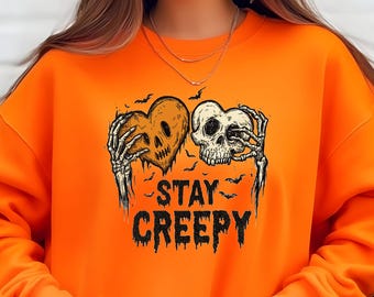 Creepy Sweatshirt, Womens Halloween Sweatshirt, Cute Skeleton Hands Tee, Funny Halloween Outfit, Skull Tee, Spooky Season Shirt