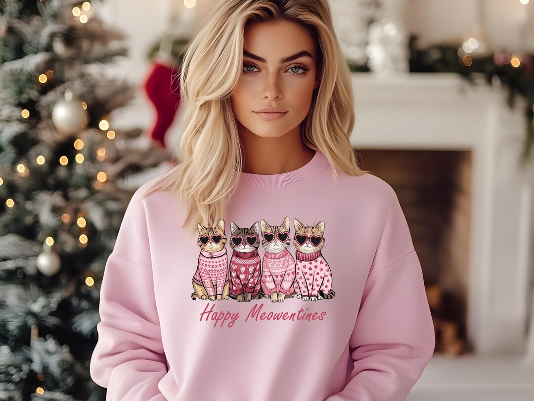 Happy Meowentines Valentine Sweatshirt, Valentine Cat Sweatshirt 2D0775
