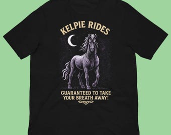 Kelpie Rides Shirt – Scottish Mythology Kelpie Graphic Tee, Dark Folklore Horse Tour Shirt