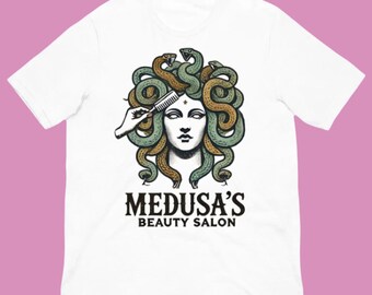 Medusa Beauty Salon Shirt – Greek Mythology Gorgon Graphic Tee, Medusa Hair Salon Dark Humor Shirt