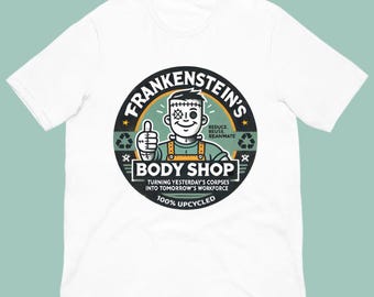 Frankenstein Body Shop Shirt – Gothic Horror Frankenstein Monster Shirt, Dark Humor Literature Tee