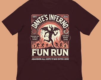 Maglietta "Dante's Inferno Fun Run" - Maglietta ispirata alla Divina Commedia e alla letteratura grafica.