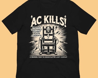Maglietta a corrente continua - Maglietta unisex con grafica scientifica e umorismo nero