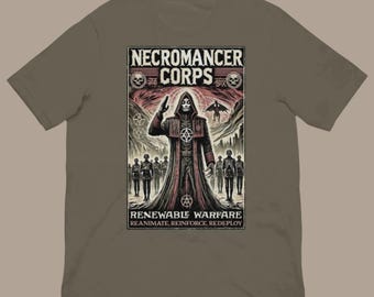 Maglietta con tema mitologia del Corpo dei Negromanti - Maglietta unisex con umorismo nero e esercito di non morti in stile dark fantasy