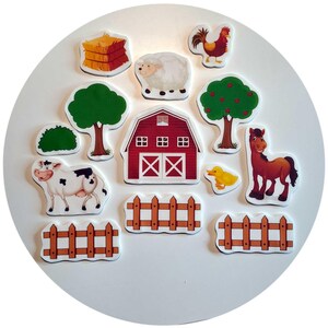 Set cake topper animali del villaggio della fattoria 13 pz. 2D