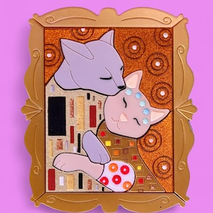 GATOS EN LA COLECCIÓN DE ARTE - Broche acrílico de gato estilo Art Nouveau