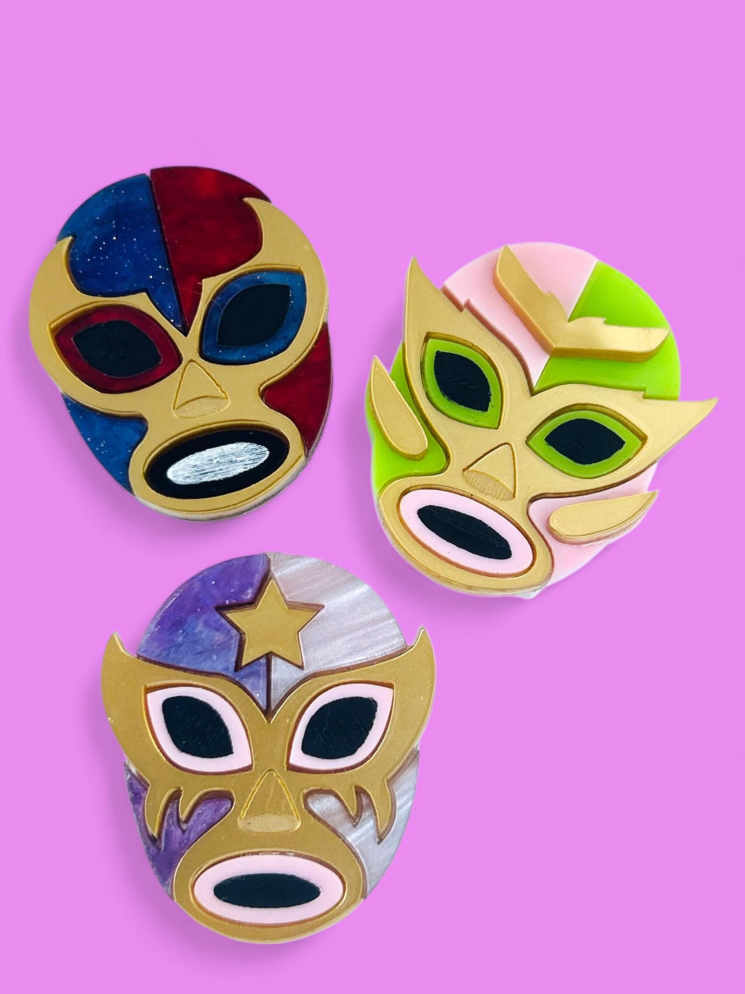 Boucles D'oreilles En Argent Sterling 925 - Masque De Lucha Libre - Style Stud - Neuf Sans Emballage