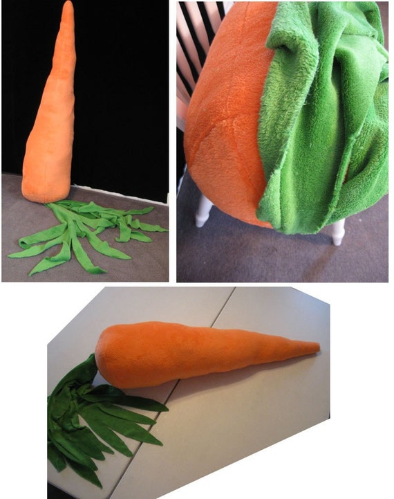 Carrot Pillow One Giant Plush Soft Orange Green Custom Order Etsy