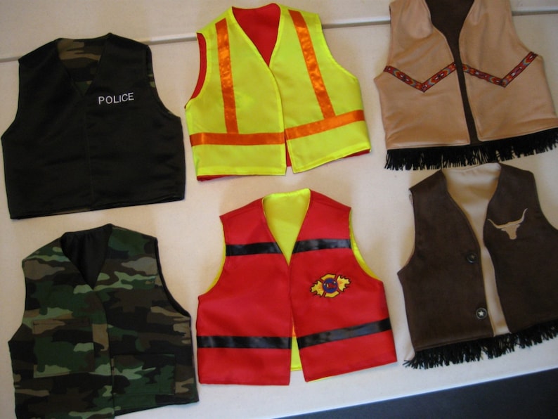 Boys Reversible Vests Fun Play Make Believe Dress Up Set of 3 Etsy