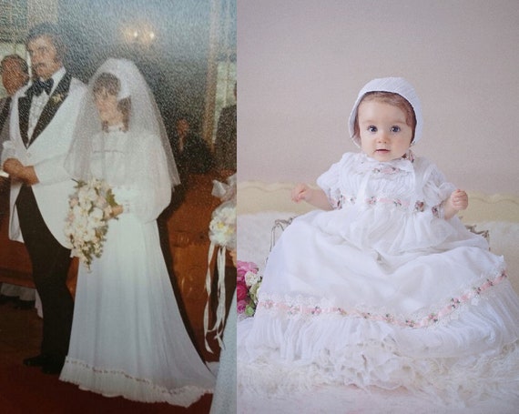 christening gown out of wedding dress