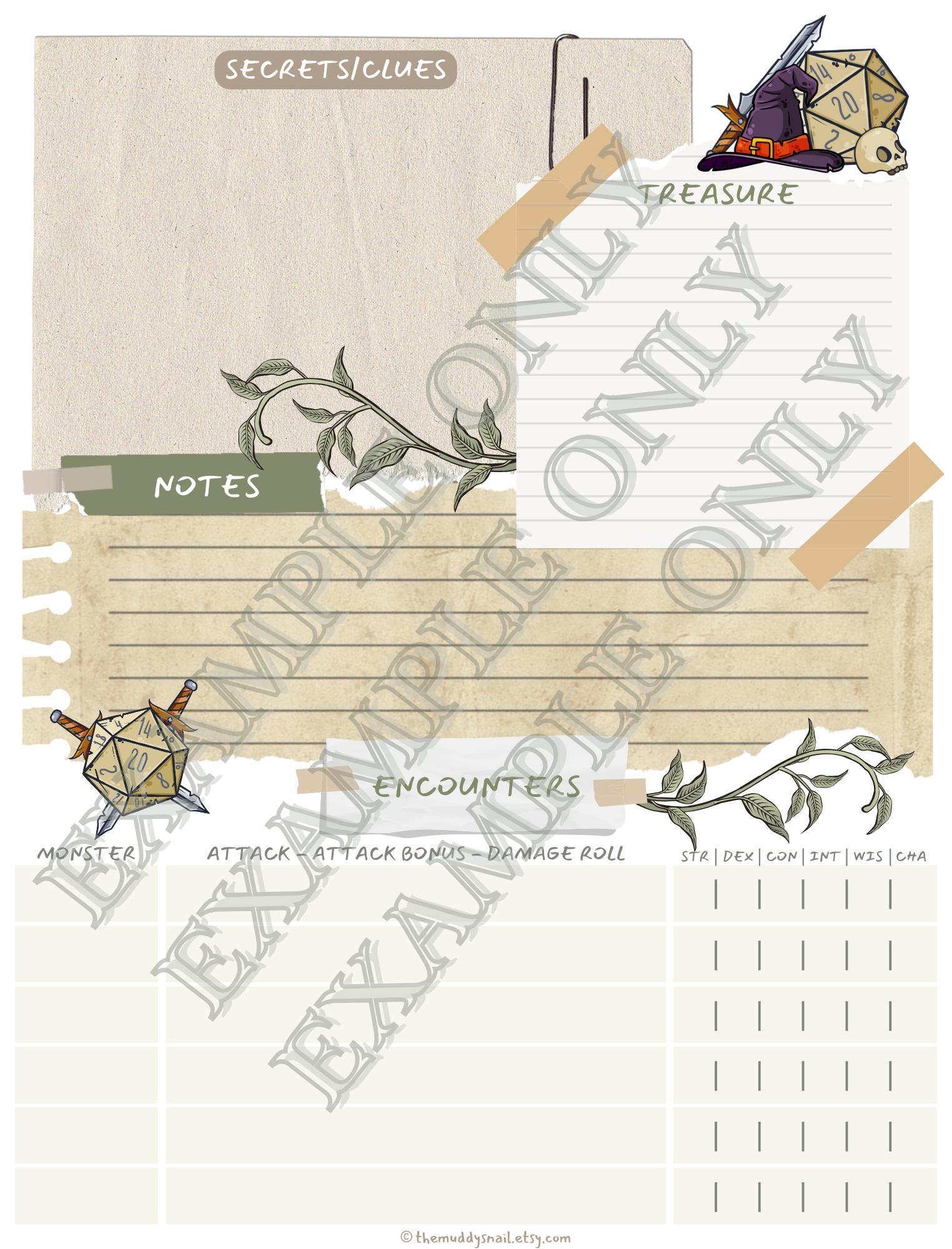 Dnd One Shot or Campaign Session Planner Template - Cottagecore ...