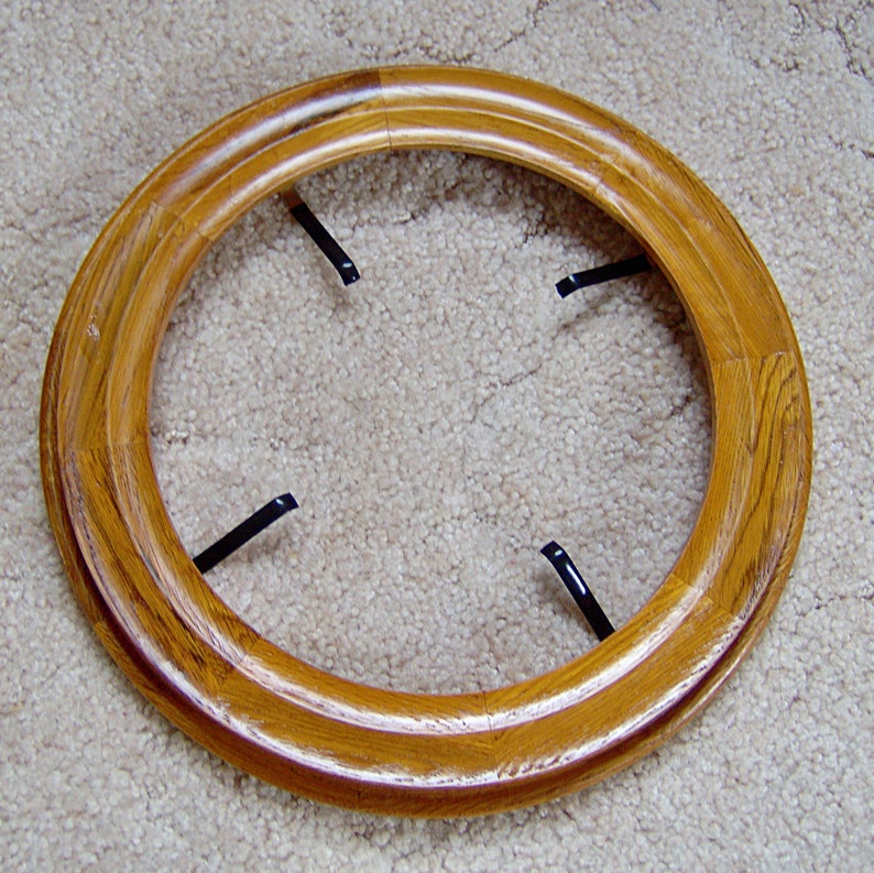 Vintage Round Solid Oak Wood Collector Plate Frame Wooden Etsy