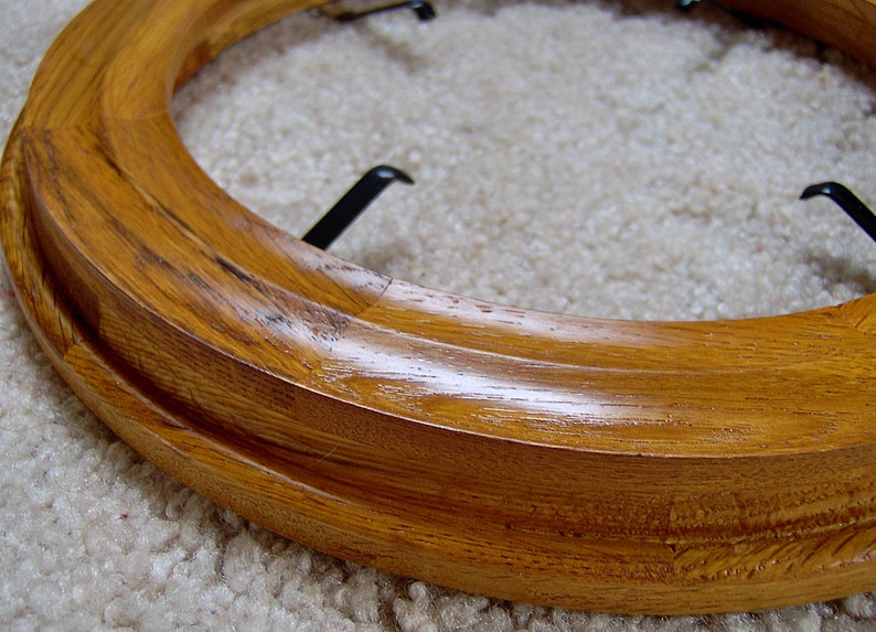 Vintage Round Solid Oak Wood Collector Plate Frame Wooden Etsy