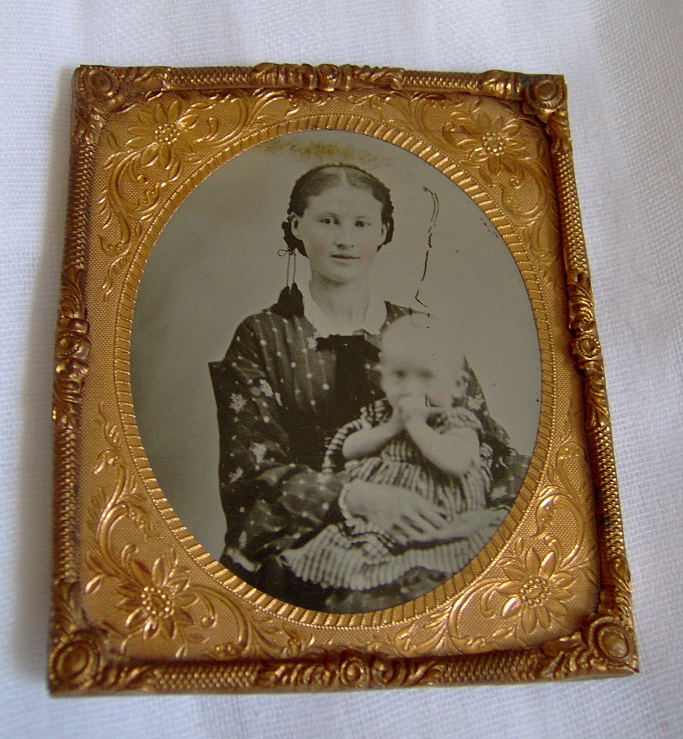 1800s Antique Tintype Photograph Brass Copper Ornate Frame Etsy