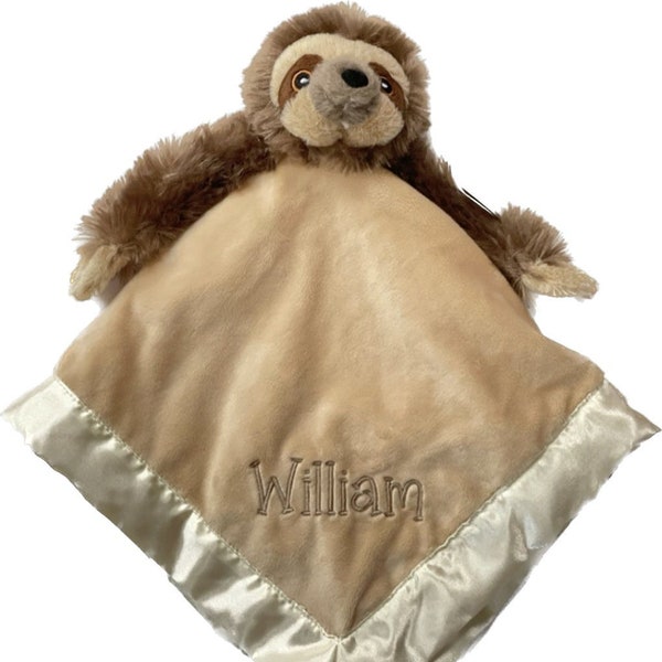 Monogrammed Personalized Sloth Critter Lovie Blanket