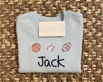 Personalized Monogrammed Sports Sweatshirt, Football, Baseball, Basketball, Tennis, Golf, Soccer Sweatshirt