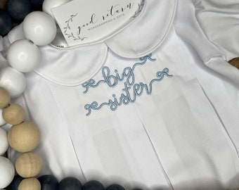 Personalized Baby Girl Dress, Big Sister, Custom Name Outfit