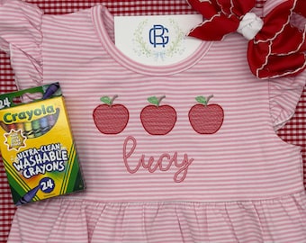 First Day of School Back to School Personalized Monogrammed Apple Dress