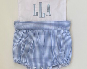 Custom Baby Boy Bubble, Monogrammed Boy's Romper, First Birthday Outfit