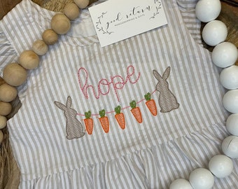 Seersucker Easter Bunny Ruffle Dress