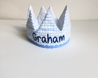 3 Martha's Monogrammed Blue Gingham Crown