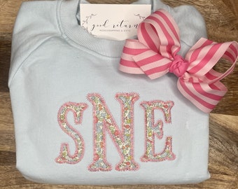 Liberty of London Applique Monogrammed Personalized Sweatshirt