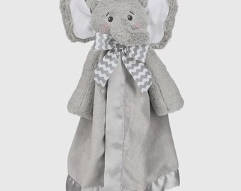 Personalized Monogrammed Animal Lovey for Baby Elephant Lovie