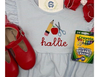 First Day Back-to-School Monogrammed Personalized Ruffle Dress