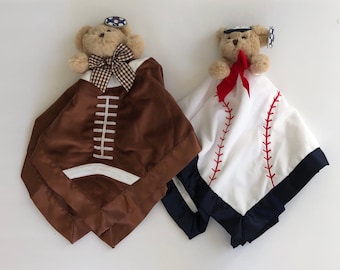 Personalized Baseball Football Critter Animal Lovie Security Blanket
