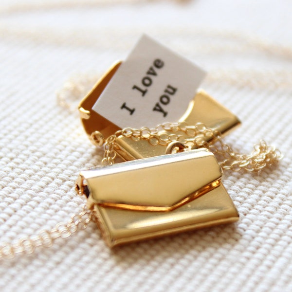 Gold Locket, Envelope with Secret Message Inside (Priority Shipping)