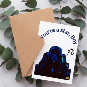 Tarjeta de San Valentín de Starboy de The Weeknd Plantilla personalizada de Canva inspirada en The Weeknd