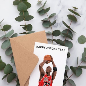 Afdrukbare kaart Jordan jaar verjaardagskaart 23e wenskaart Michael Jordan GOAT Chicago Bulls 23e verjaardag