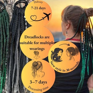 Haarband mit Dreads und Zöpfen, synthetische Dreadlock Zöpfe in Dreads Verlängerungen auf Haarband - handgemachte Haarverlängerungen