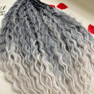 Synthetic black and white ombre. Dreadlock Crochet Dreads Black and white.  Dreadlock Extensions – Double-Ended Curly Dreads
