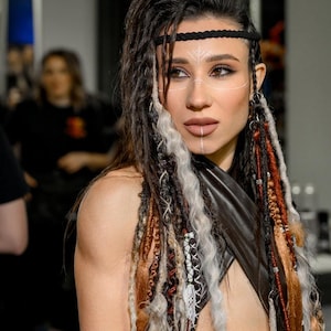 hairband with dreads and braids, synthetic dreadlock Braids in Dreads Extensions on Hairband - Handmade Hair Extensions