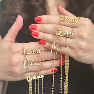 Custom Name Necklace, 18K Gold Plated Name Necklace, Personalized Name Necklace, Birthday Gift for Her, Mother&#39;s Day Gift, Gift for Mom