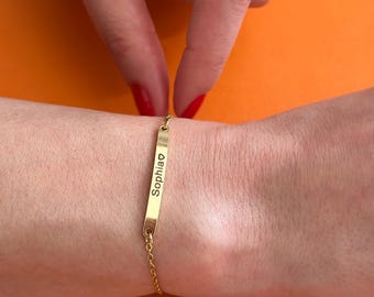 Personalized Bracelet for Women Gold Bar Bracelet Custom Initial Bracelet Friendship Custom Bracelet Personalized Name Bracelet