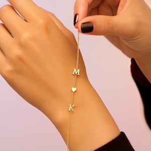 Pulseira com letra inicial, Pulseiras personalizadas para casais, Presente de Natal, Presente de Dia das Mães, Pulseira com letra inicial personalizada, Presente de Dia das Mães