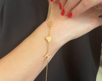 Initial Letter Bracelet, Custom Couple Bracelets, Christmas Gift, Mother's Day Gift, Personalized Letter Initial Bracelet