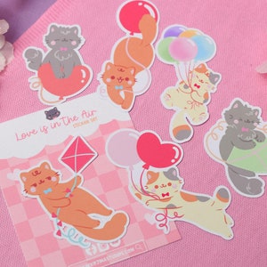 Kawaii Sticker Set Love is in the Air • Cute cat stickers • Kawaii Stationery Bujo • Planner cat stickers