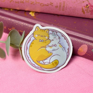 Holographic Mirror Vinyl Sticker Kawaii Sweet Dreams Cats • Mirror holo cute stickers • Laptop Stickers • Waterproof Sticker