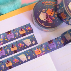 Kawaii Washi Tape Magische Katze • Goldfolie • Washi Tape Basteln • Bujo Briefpapier • Planer Notizbuch Washi