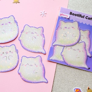Kawaii Halloween Sticker Set Bootiful Cats • Ghost Cats Stickers • Kawaii Bujo Stationery • Cute Kawaii planner stickers