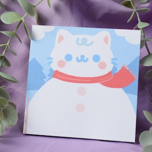 Kawaii Memo Pad SnowCat • tear away memo • padpaper note pad, cute memo • christmas winter block notes kawaii stationery