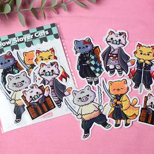 Kawaii Sticker Set Meow Slayer Cats • Cute Manga Stickers • Kawaii Anime Stationery • Kawaii Planner Stickers