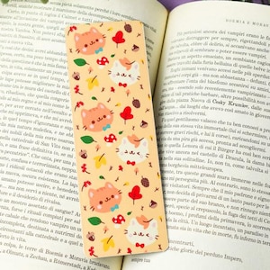 Happy Autumn kawaii Bookmark • Cute Cat Bookmark • reading book • gift for readers