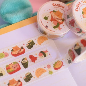 Washi Tape Kawaii Sushi • Washi Tape crafts • Bujo Stationery • Planner Notebook Washi